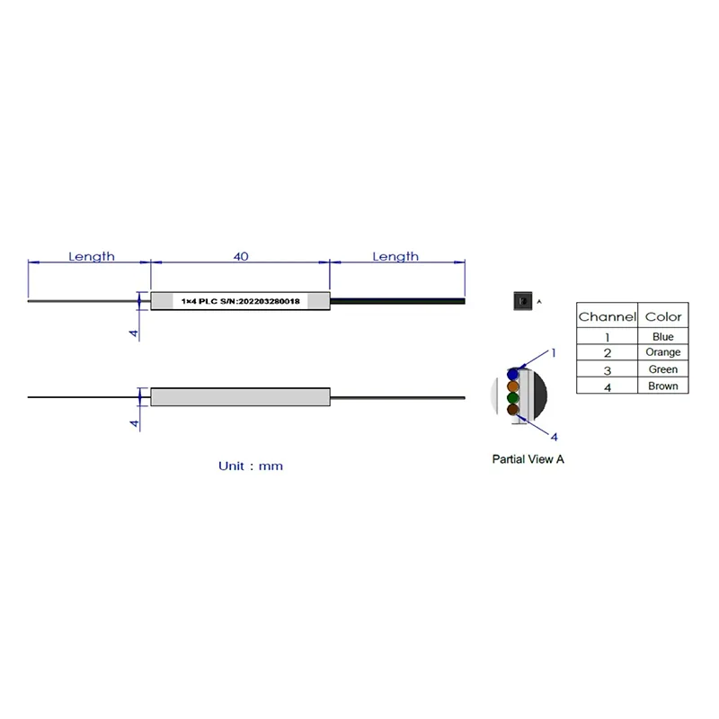 1*4 1*8 Bộ chia plc (loại sợi trần)